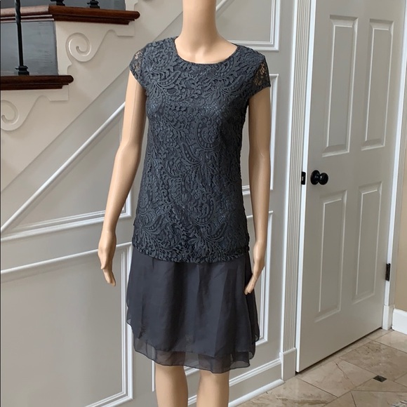 Dresses & Skirts - NWOT! Lace dress mesh gray color sz L